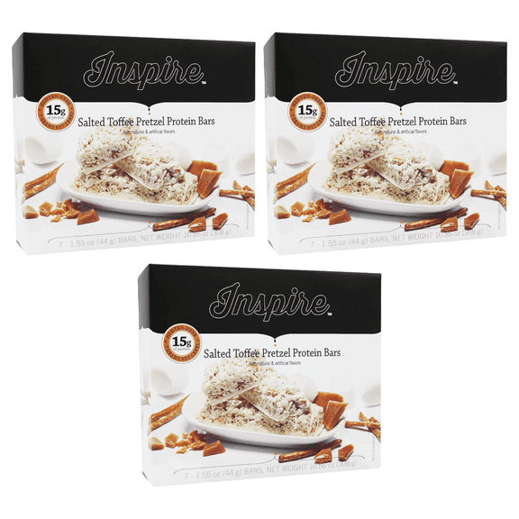 Inspire 15g Protein & Fiber Bars by Bariatric Eating - Salted Toffee Pretzel Size: 3-Pack