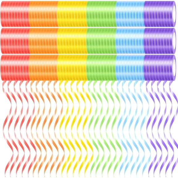 Inspire 180 Rolls 6 Colors Rainbow Curling Ribbon for Gift Wrapping, 1800 Yards Balloon String for Crafts Bows, Wedding, Birthday Party Decor, 10 Yards Per Roll, Wide 1/5" - Set1