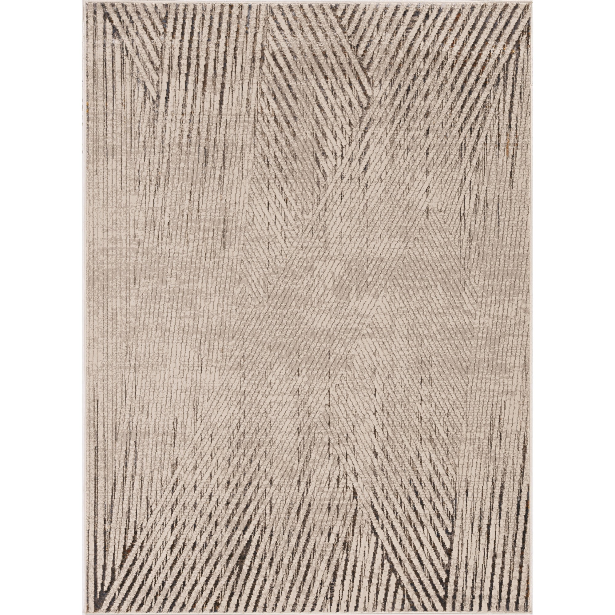 Inspire 7504 Ivory/Grey Parker Area Rug, Size - 5'3" x 7'7"