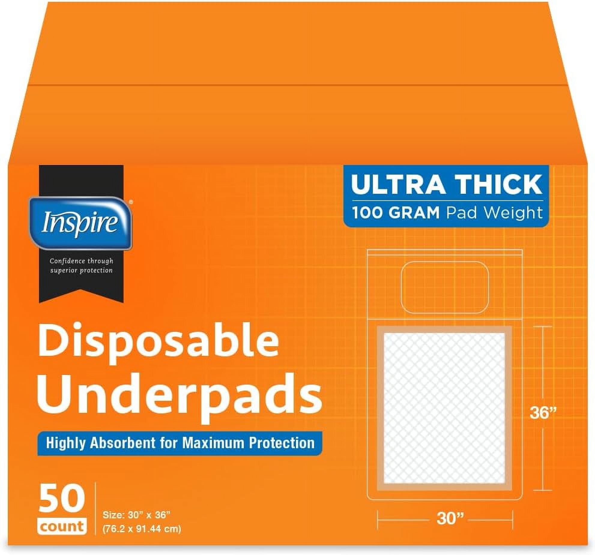 Inspire Absorbent Bed Pads for Incontinence Disposable XL 30 x 36 Super | The Peach Pad Ultra Thick & Absorbent 100 Grams 3G Sap Incontinence Bed Pads