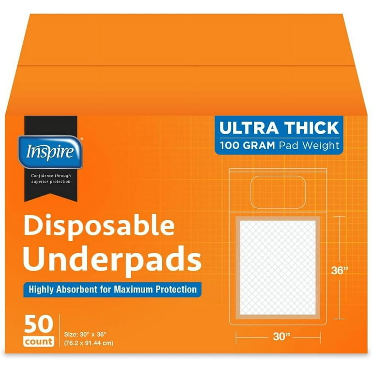 Inspire Absorbent Bed Pads for Incontinence Disposable XL 30 x 36