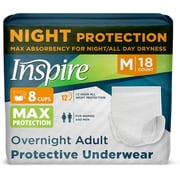Inspire Adult Diapers Women or Men - MAX Absorbency Medium 18 Count