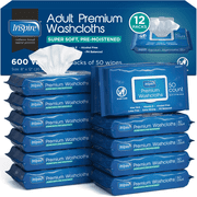 Inspire Adult Wet Wipes Adult Wash Cloths Extra Large, Adult Wipes for Incontinence & Cleansing, 8x12, 600 Count, 12 Packs of 50