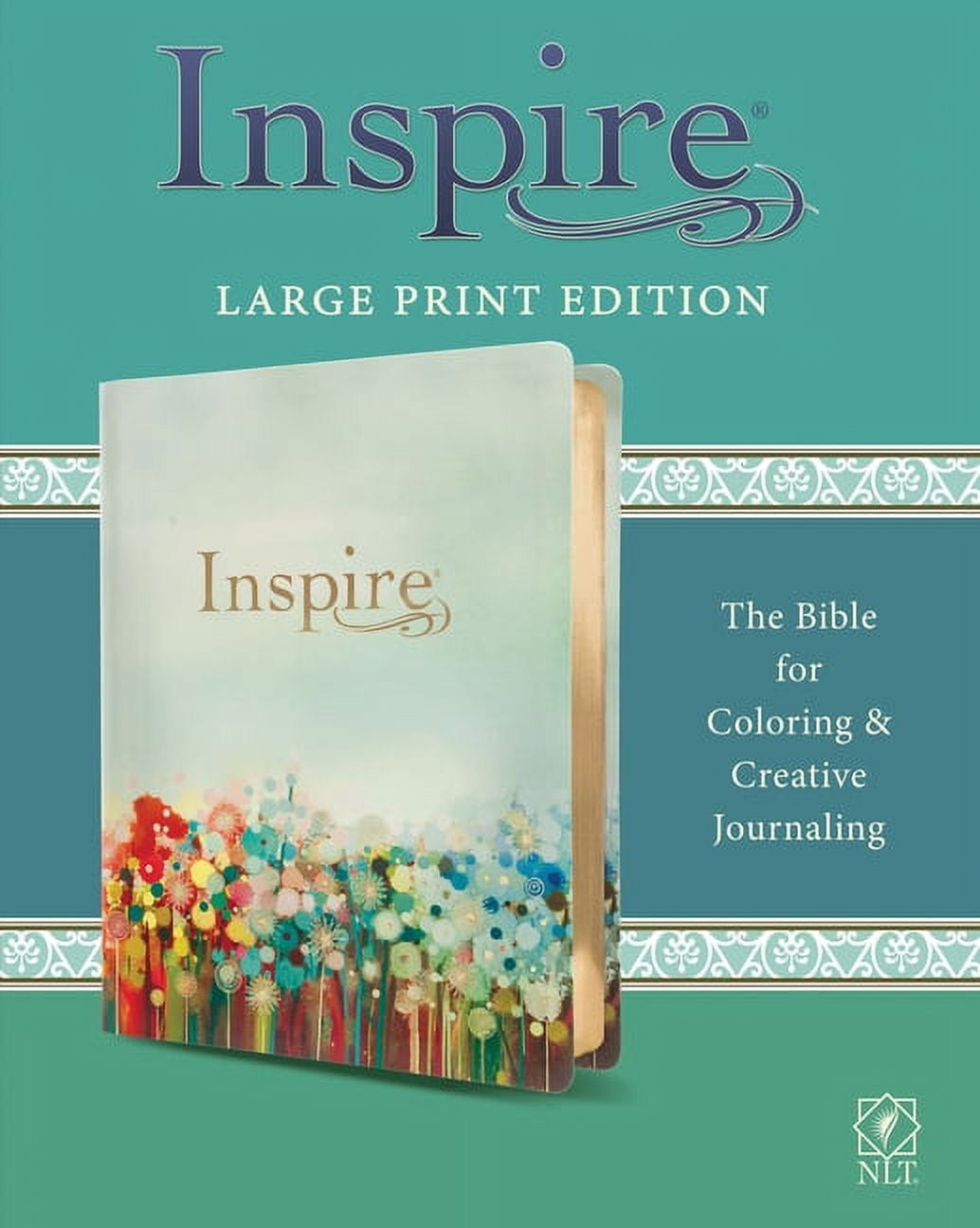 Inspire Bible Large Print NLT (LeatherLike, Floral Fields with Gold) : The Bible for Coloring & Creative Journaling (Hardcover)