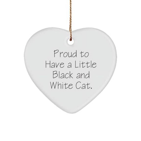 Inspire Black and White Cat Gifts, Proud to Have a Little Black and White Cat, Unique Holiday Heart Ornament from Cat Lovers, , Christmas, Christmas Tree, Ornaments