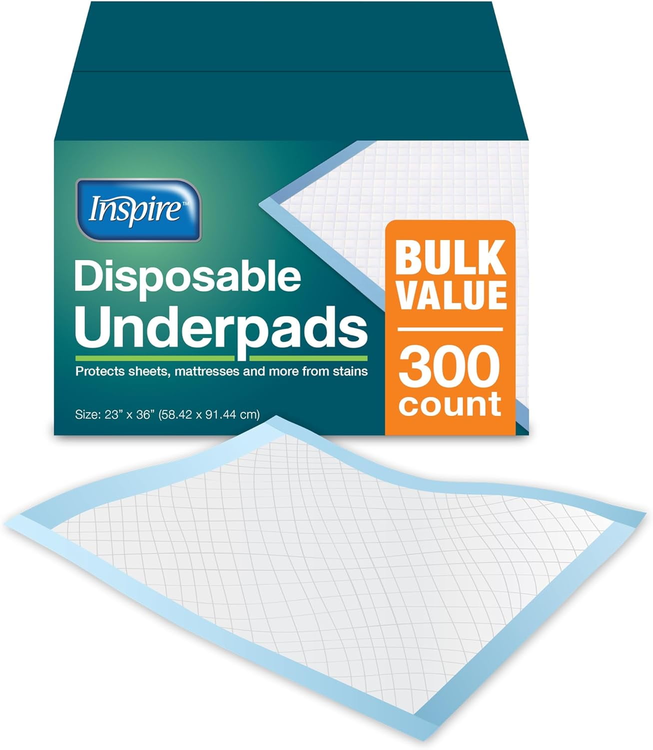 Inspire Bulk Savings Pack 300 ct. Disposable Chux Underpads, 23 x 36