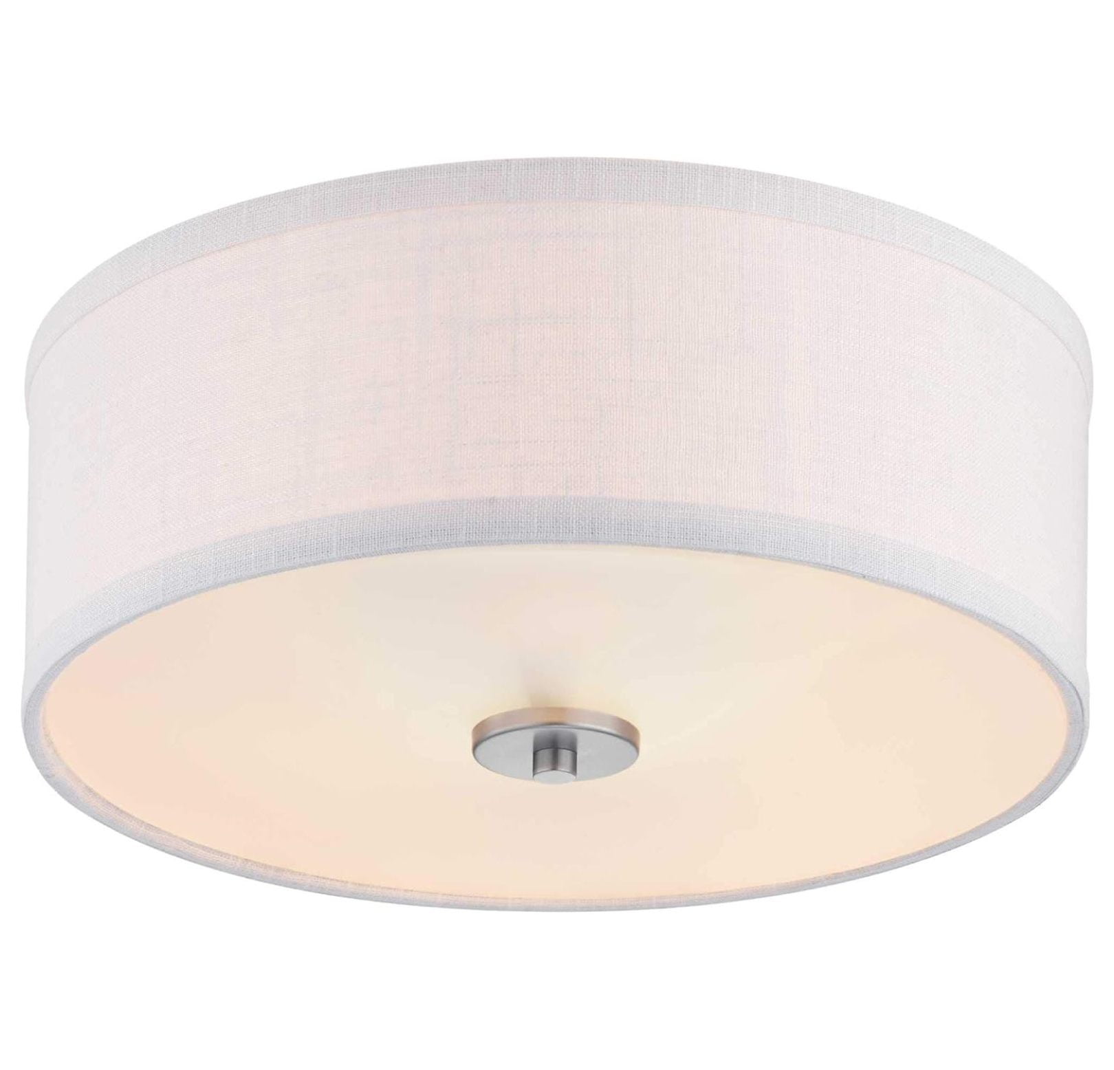 Brushed Nickel Drum Flush Mount Light with Glass Diffuser