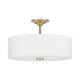thumbnail image 1 of Inspire Collection 18" Three-Light Transitional Satin Brass Summer Linen Glass Semi-Flush Mount Light, 1 of 8