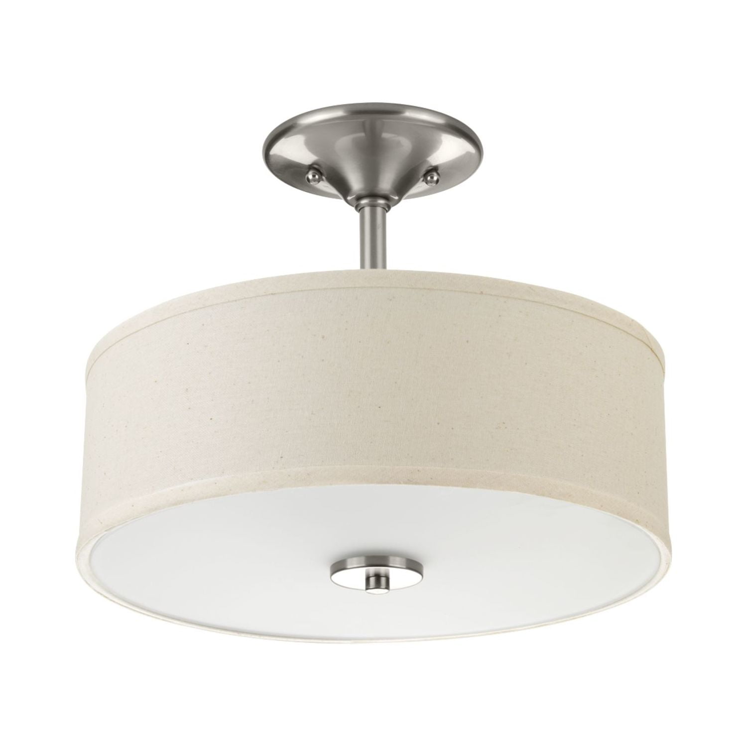 Brushed Nickel Glass Drum Semi-Flush Ceiling Light