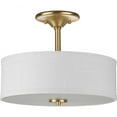 thumbnail image 1 of Inspire Collection Two-Light Satin Brass Summer Linen Shade New Traditional Semi-Flush Light, 1 of 6