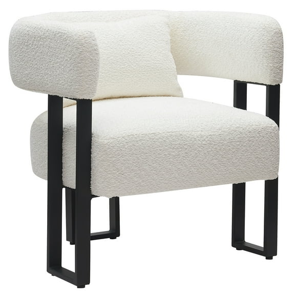 Inspire Contemporary Boucle Fabric Accent Chair Ivory Black