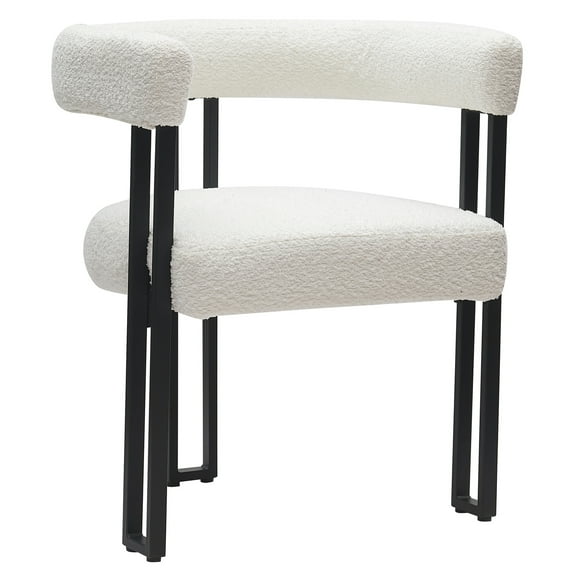 Inspire Contemporary Boucle Fabric Dining Chair Set of 2 Ivory Black