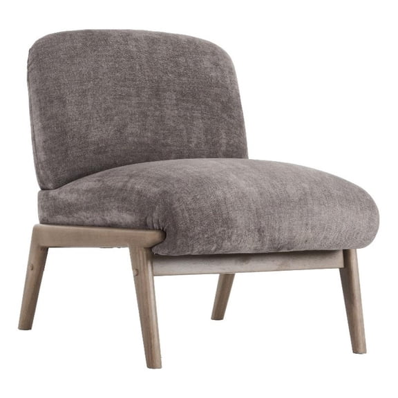 Inspire Contemporary Velvet & Solid Wood Accent Chair - Dark Taupe & Walnut
