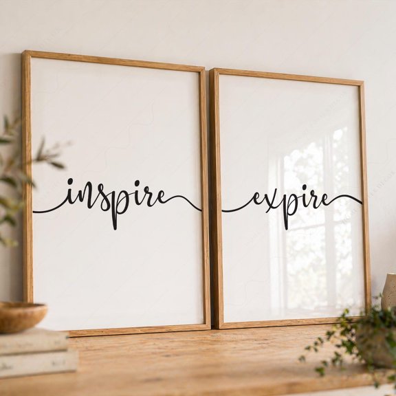 Inspire Expire Wall Art Minimalist Typography Prints Mindful Wall Art 48 Poster Set 2