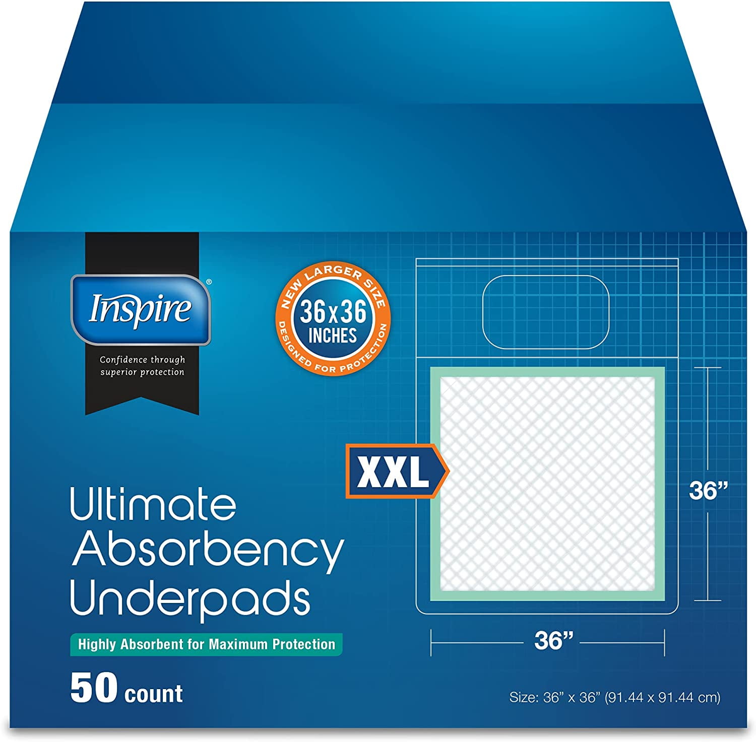 RMS BRANDS Pack of 50 Disposable Underpads 36 X 36 Ultra Soft 6-Layer  Protection Leak Proof Heavy Absorbency Incontinence Chux Pads for Babies,  Kids