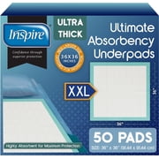 Inspire Extra Large Super Absorbent Bed Pads for Incontinence Disposable Underpad 36 x 36 Inches, Ultra Thick and Absorbent Chux Puppy Pads
