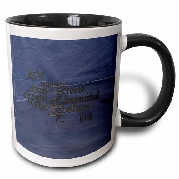 3drose, Inspire Faith in Blue Inspirational Religion and Spirituality, 11oz Two-tone Black Mug