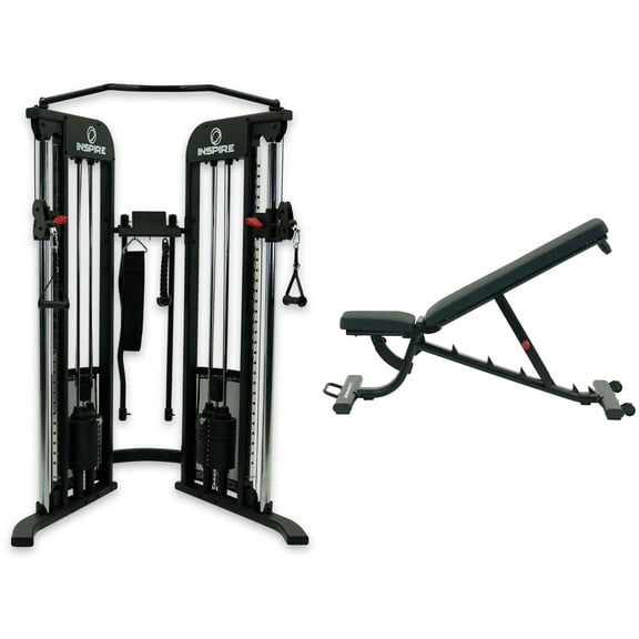 Inspire Fitness CG3 Home Gym Functional Trainer with Adjustable Workout Bench Bundle