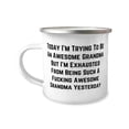 thumbnail image 1 of Inspire Grandma Gifts, Today I'm Trying To Be An Awesome Grandma But I'm, Grandma 12oz Camper Mug From Grandchild, For Grandmom, Present, Ideas, Gift ideas, Best grandma, 1 of 2