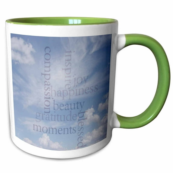 3drose, Inspire Happiness Sky- Motivational- Inspirational, 11oz Two-tone Green Mug