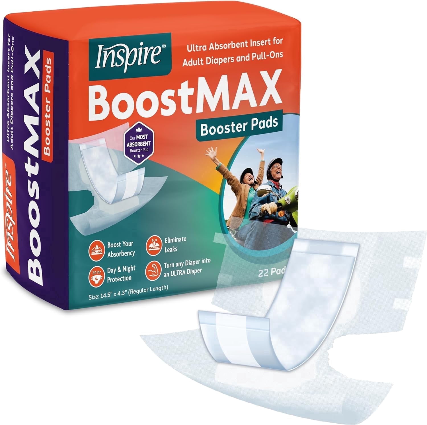 Inspire Incontinence Booster Pads Super Absorbent Incontinence Pad Insert Liner Women and Men Diaper Pads Inserts for Adult Diapers Overnight