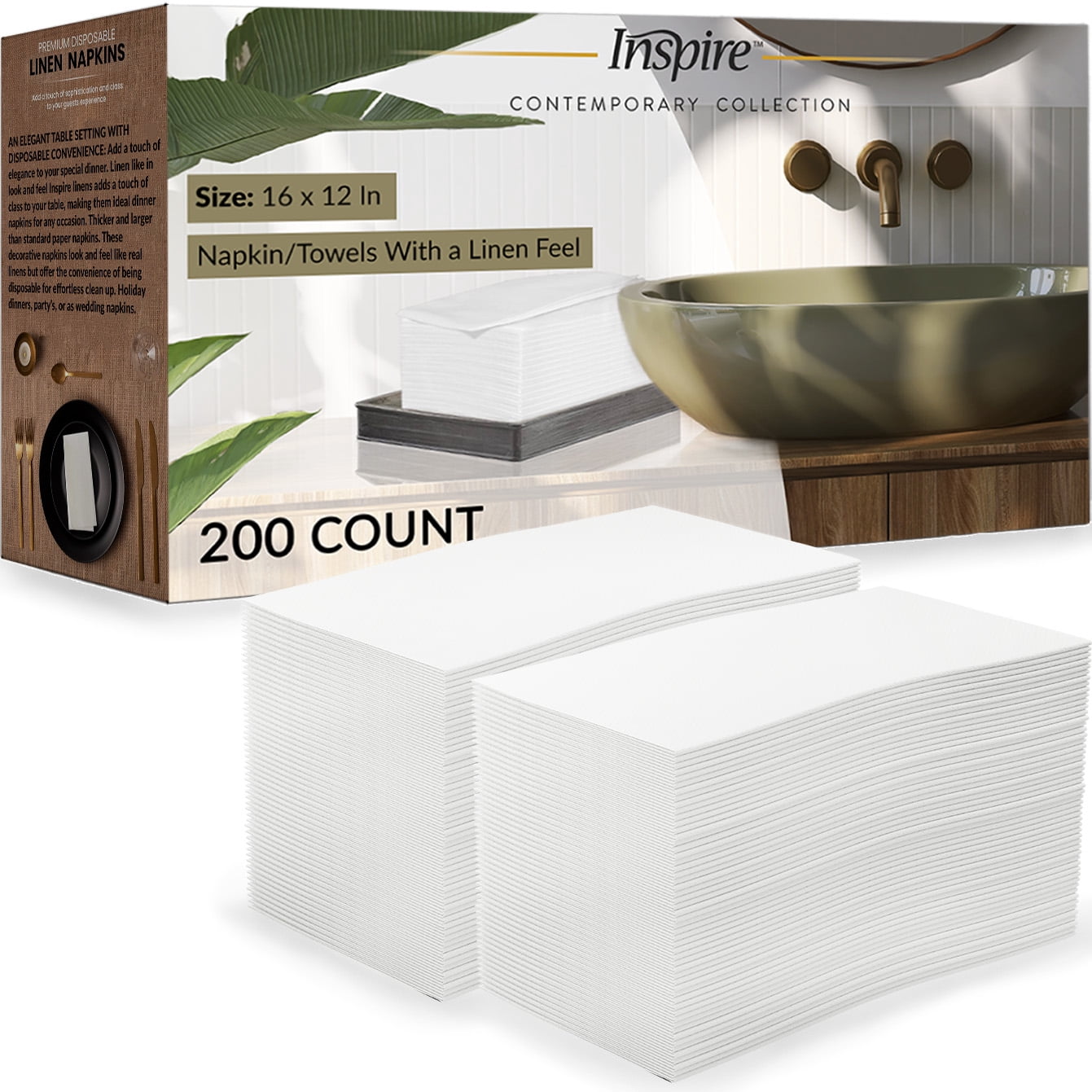FIVE STAR NAPKINS 100% Cotton Disposable Hand Towels - 30 Pack, 10.6x10.6 Inch, White Guest Napkins For Bathroom