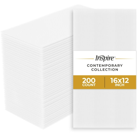 Inspire Disposable Dinner Napkins Elegant Guest Hand Towels With a Linen Feel  For Fine Dining, Bathroom, Washing Station, 200 Count