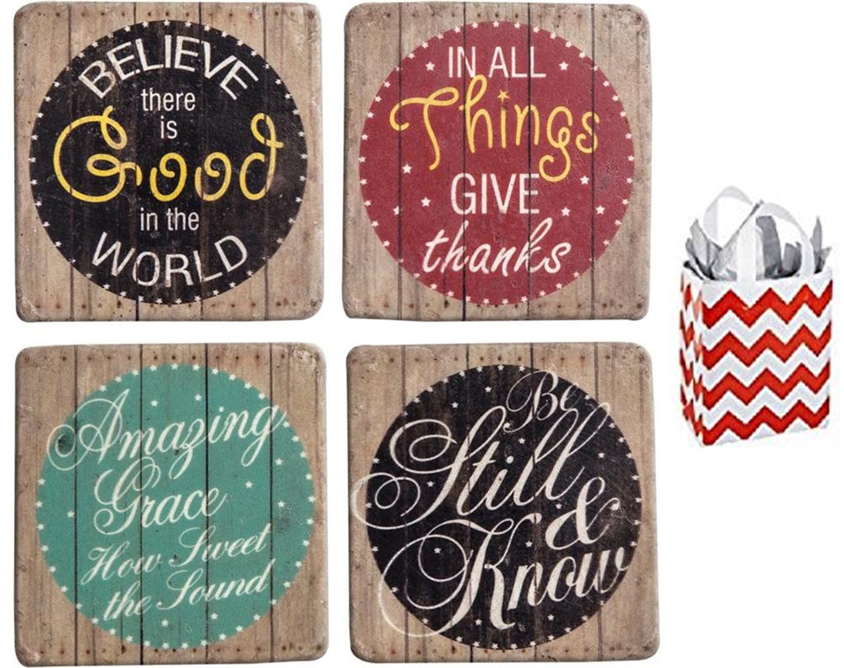 Inspire Me Coaster Set of 4 and Gift Bag - Inspirational Sayings -  Walmart.com, image size:2776x2200