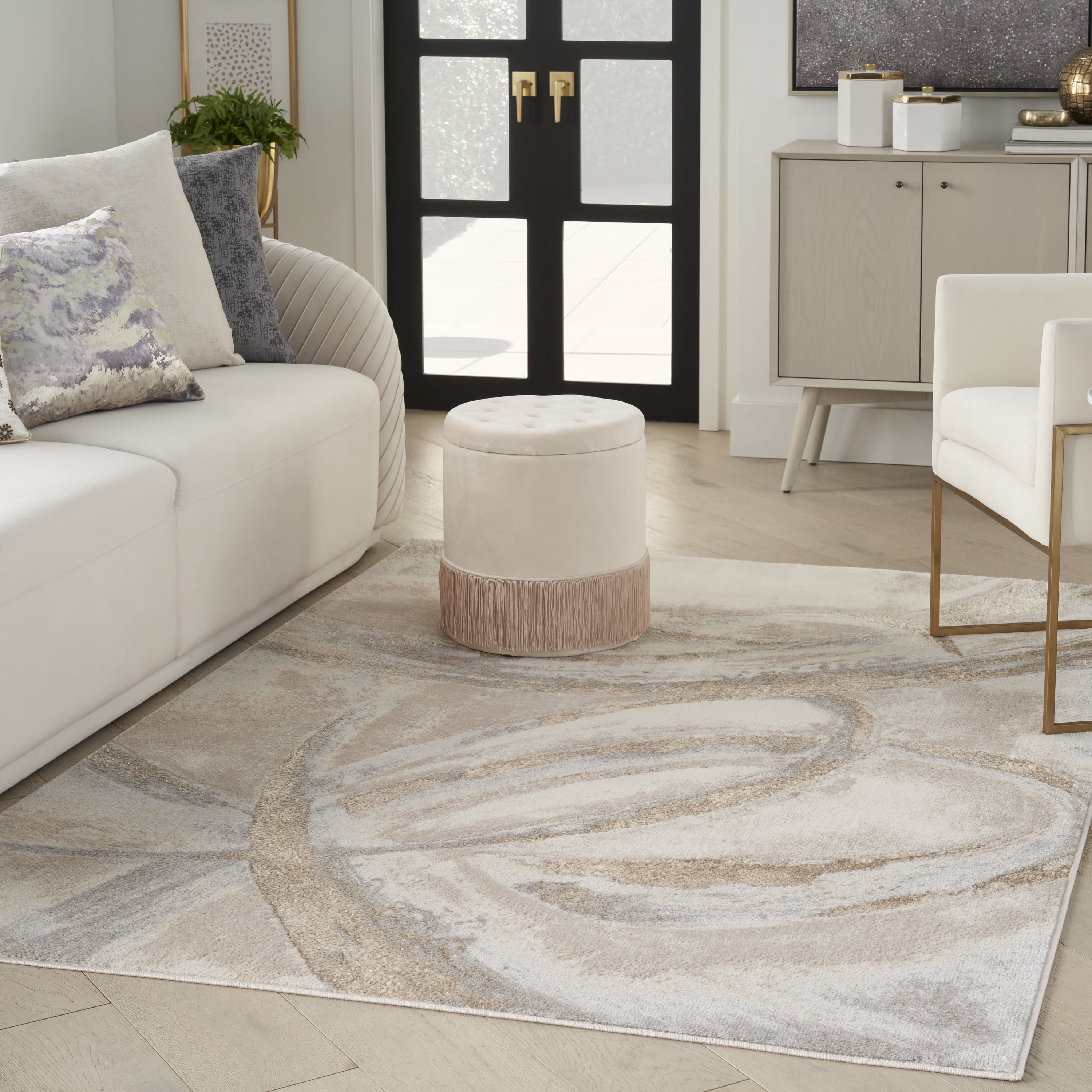 Inspire Me! Home Décor Brushstrokes Abstract Beige/Grey 5'3