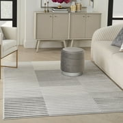 Inspire Me! Home Décor Brushstrokes Striped Silver Grey 5'3" x 7'3" Area Rug (5x7)