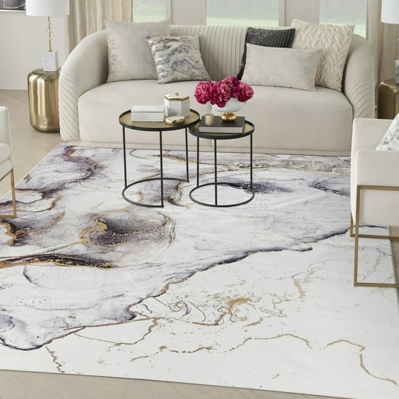 Inspire Me! Home Décor Daydream Abstract Ivory Multicolor 9'2" x 12' Area Rug (9x12)