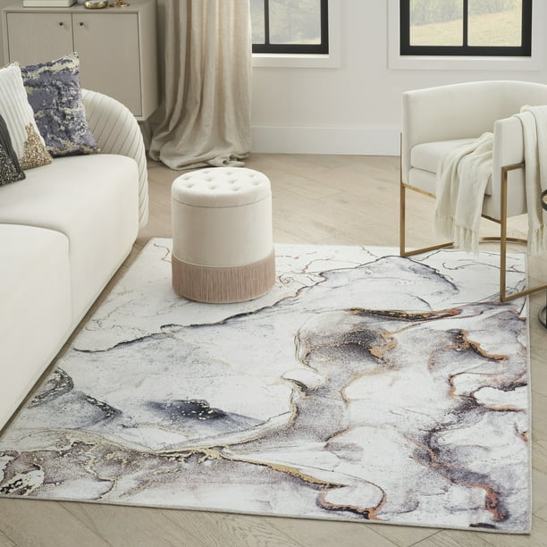 Inspire Me! Home Décor Daydream Abstract Machine Washable Ivory
