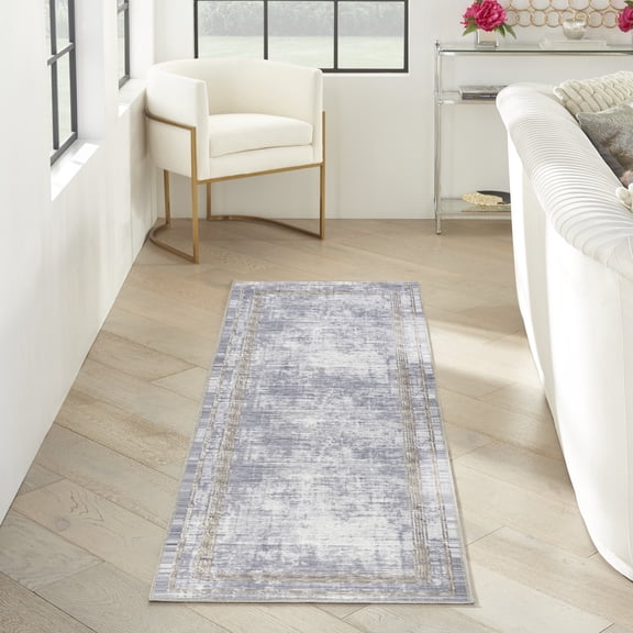 Inspire Me! Home Décor Daydream Solid Silver 2'2" x 7'6" Area Rug (2x8)