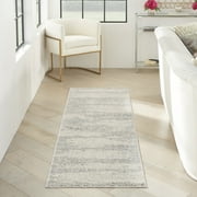 Inspire Me! Home Décor Elegance Abstract Beige Grey 2'2" x 7'6" Area Rug (2x8)