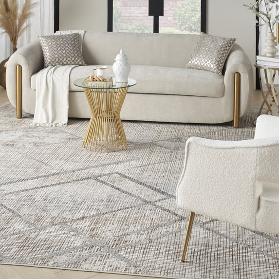Inspire Me! Home Décor Iliana Abstract Grey Mocha 9' x 12' Area Rug (9x12)