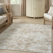 Inspire Me! Home Décor Iliana Modern Ivory Grey with Gold Accents 5'3" x 7'3" Area Rug (5x7)