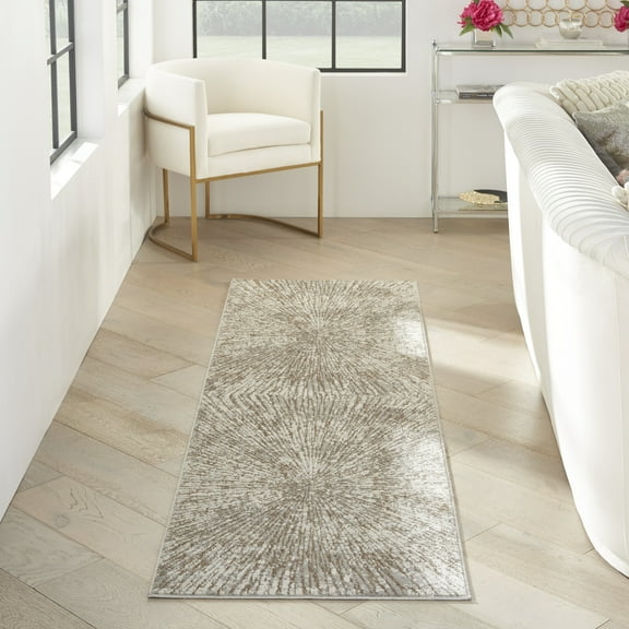 Inspire Me! Home Décor Metallic Abstract Grey Mocha 2'2" x 7'6" Area Rug, (2x8)