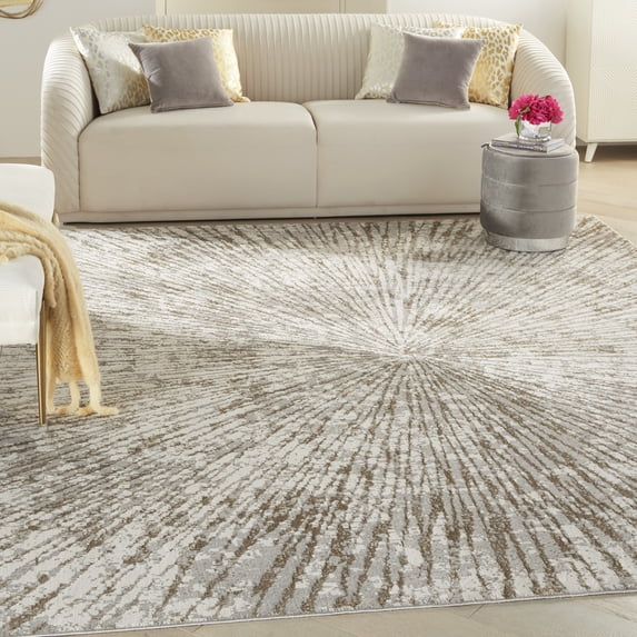 Inspire Me! Home Décor Metallic Abstract Grey Mocha 8' x 10' Area Rug, (8x10)