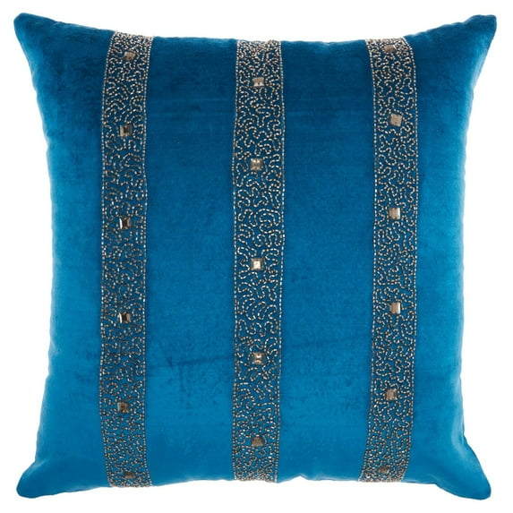 Inspire Me! Home Decor Beaded Stripes Decorative Throw Pillow by Nourison, 18" x 18", Royal