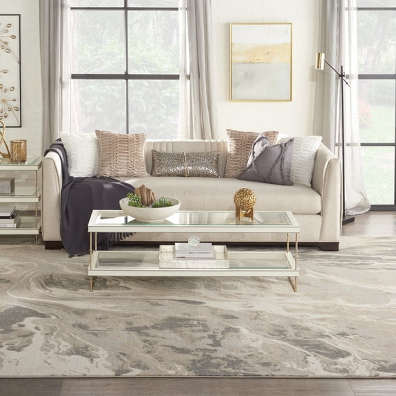 Inspire Me! Home Decor Elegance Modern Abstract Grey 7'10" x 10'6" Area Rug, (8' x 11')