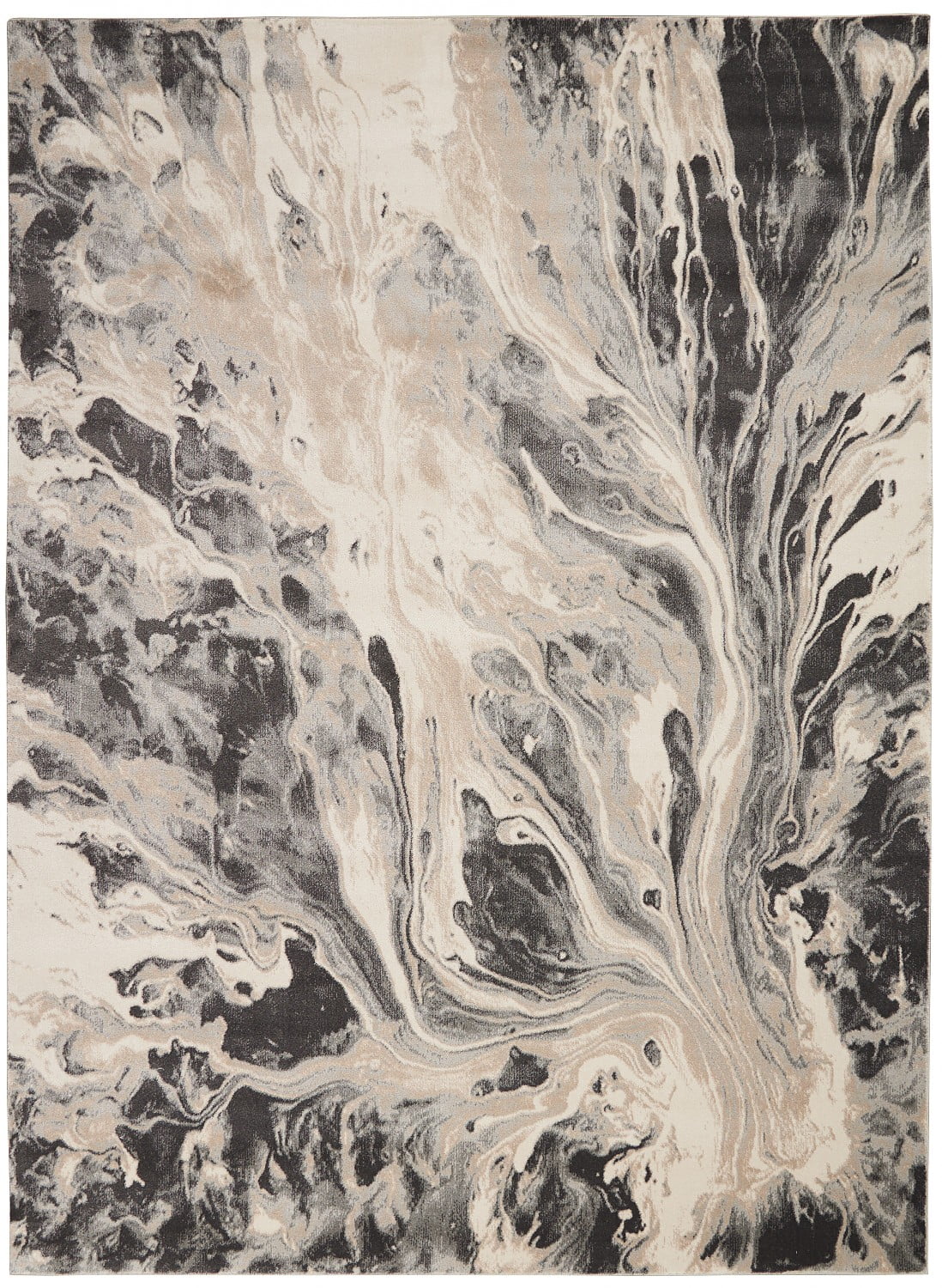 Gray and Beige Abstract 10' x 14' Synthetic Area Rug