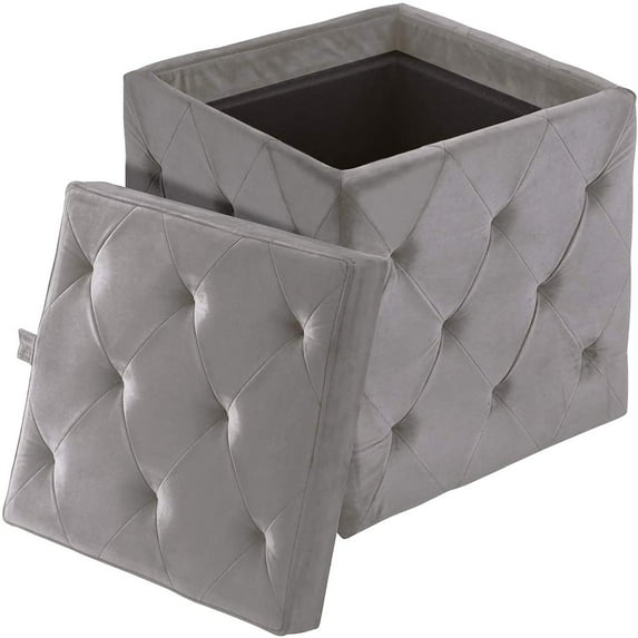Inspire Me! Home Decor Genevieve - 17" Velvet Tufted Square Storage Ottoman
