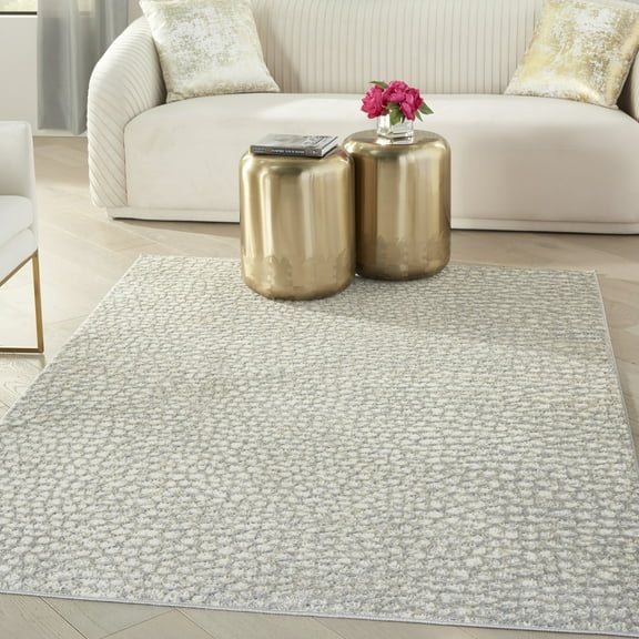 Inspire Me! Home Decor Joli Modern Abstract Ivory/Beige/Grey 5'3" x 7'3" Area Rug, (5' x 7')
