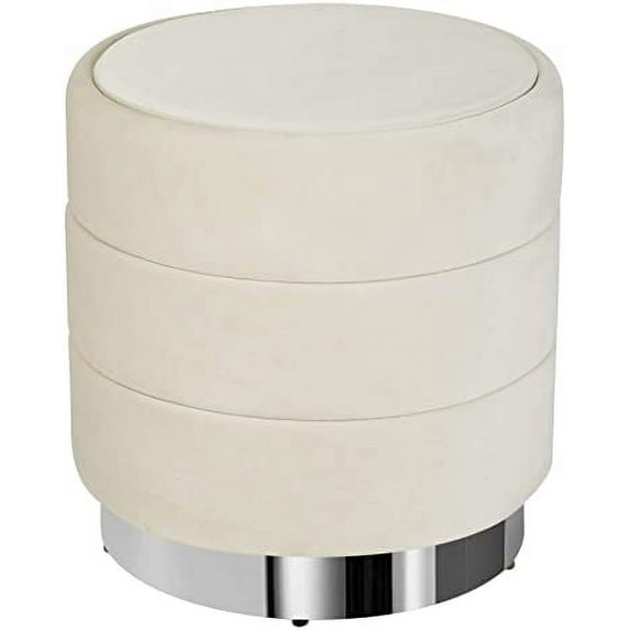 Olivia - 15" Velvet Round Storage Ottoman