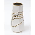 thumbnail image 1 of Inspire Me! Home Decor White and Gold Ceramic Striped Vase, 1 of 4