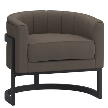 Inspire Modern Boucle Fabric Accent Chair Charcoal and Black