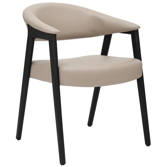 Inspire Modern Faux Leather & Wood Dining Chair in Mushroom/Black (Set of 2)