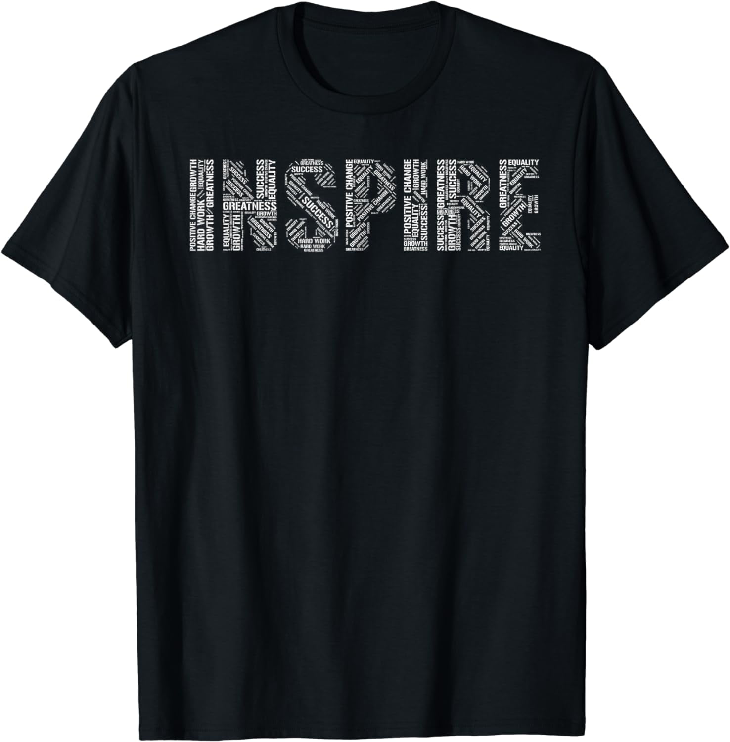Inspire Motivational Word Cloud TShirt,Premium Polyester Breathable