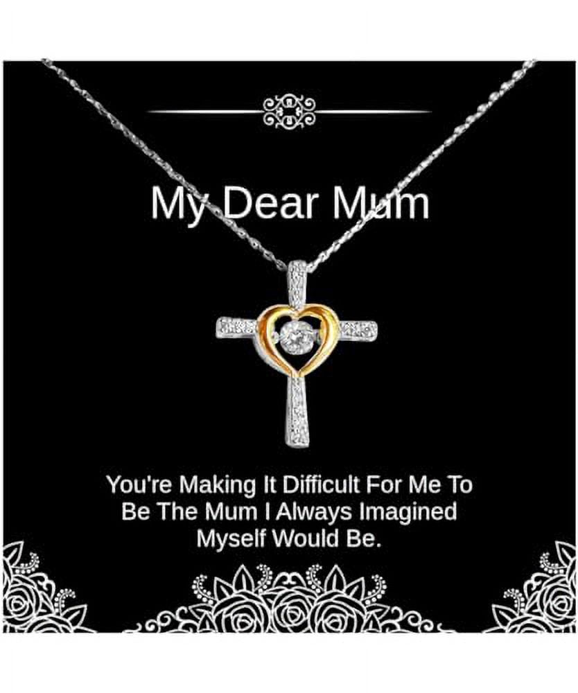 Inspire Mum Cross Dancing Necklace, You're Making It Difficult For Me To Be The [B[], Joke Jewelry For Mother From Son Daughter, Mothers day, Gift for mum, Necklace for mum, Cross necklace, Unique