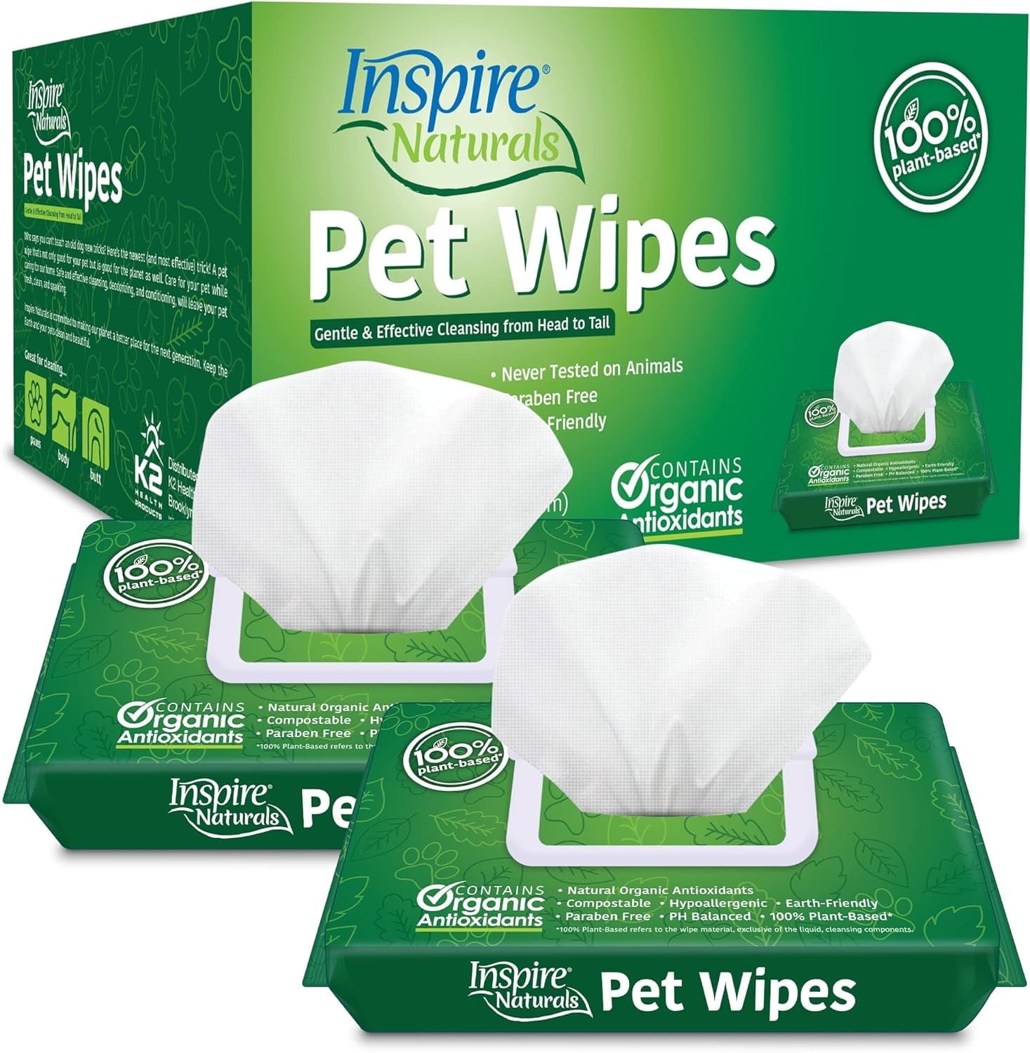 Inspire Naturals Pet Wipes For Dogs And Cats 100 Natural Plant Based